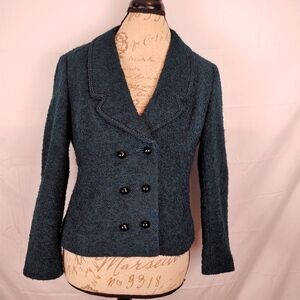 Ein Althof Modell Green Vintage Boiled Wool Blazer Black Buttons Size Small